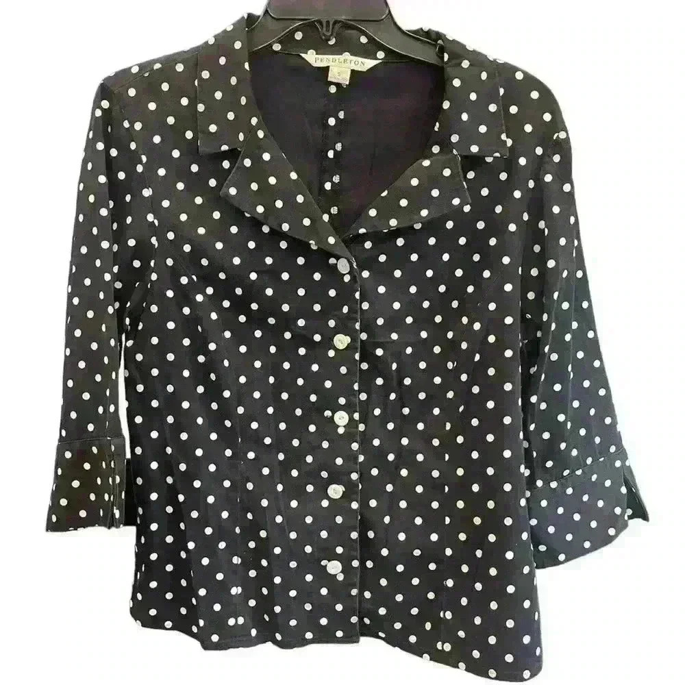 Pendleton light weight black and white polka dot blazer Size Small - Picture 2 of 6